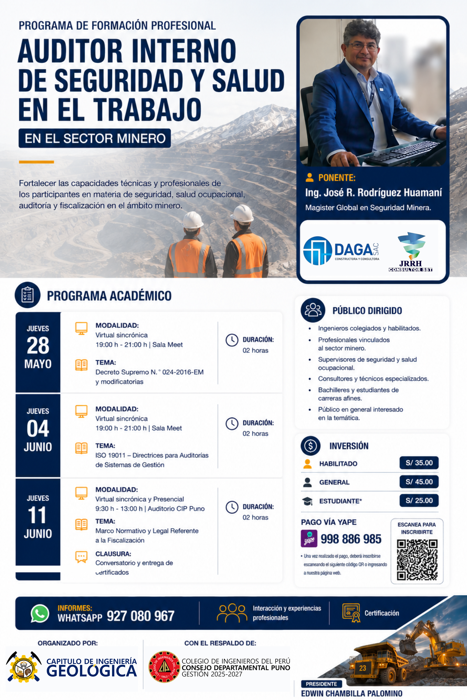 Flyer AUDITOR INTERNO DE SEGURIDAD Y SALUD EN EL TRABAJO - ESTUDIANTES